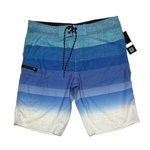 Distortion Blue White Board Shorts NWT Men's Large UV Protection